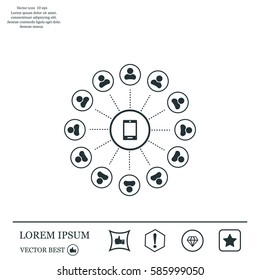 Global communication concept with flat icons. Vector illustration