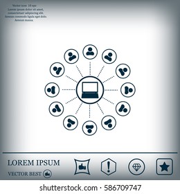Global communication concept with flat icons. Vector illustration