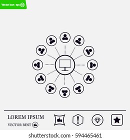 Global communication concept with flat icons. Vector illustration