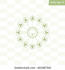 Global communication concept with flat icons. Vector illustration