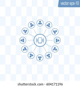 Global communication concept with flat icons. Vector illustration