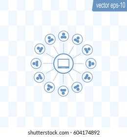 Global communication concept with flat icons. Vector illustration