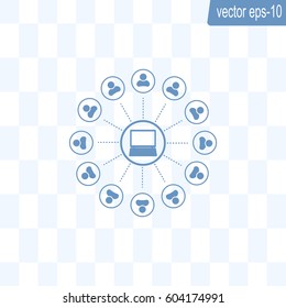 Global communication concept with flat icons. Vector illustration
