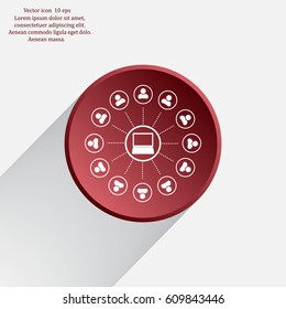 Global communication concept with flat icons. Vector illustration