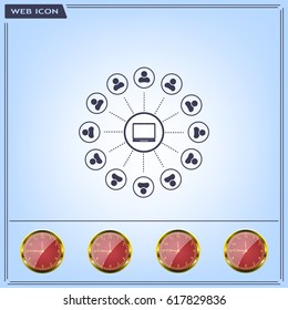 Global communication concept with flat icons. Vector illustration