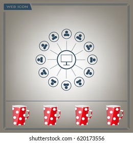 Global communication concept with flat icons. Vector illustration