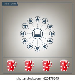 Global communication concept with flat icons. Vector illustration