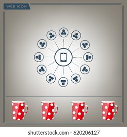Global communication concept with flat icons. Vector illustration