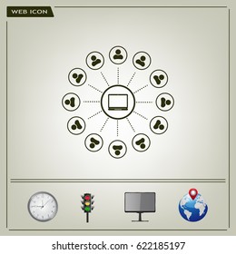 Global communication concept with flat icons. Vector illustration