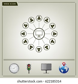 Global communication concept with flat icons. Vector illustration