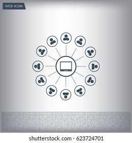 Global communication concept with flat icons. Vector illustration