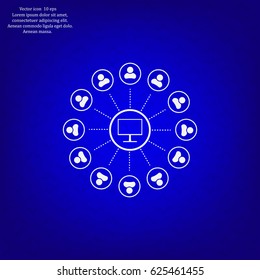 Global communication concept with flat icons. Vector illustration