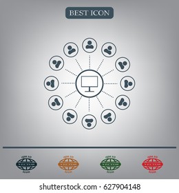 Global communication concept with flat icons. Vector illustration