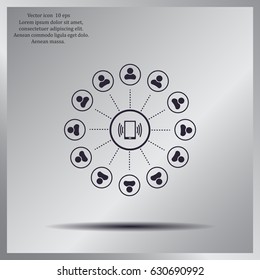 Global communication concept with flat icons. Vector illustration