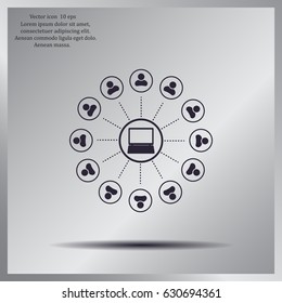 Global communication concept with flat icons. Vector illustration