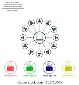 Global communication concept with flat icons. Vector illustration