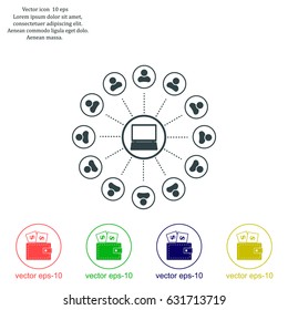 Global communication concept with flat icons. Vector illustration
