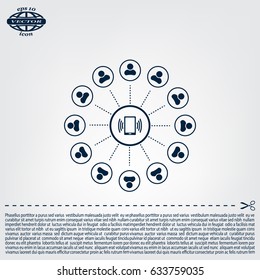 Global communication concept with flat icons. Vector illustration