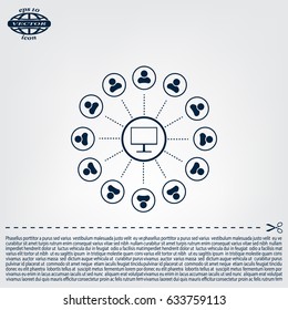 Global communication concept with flat icons. Vector illustration