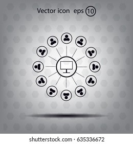 Global communication concept with flat icons. Vector illustration