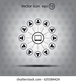 Global communication concept with flat icons. Vector illustration