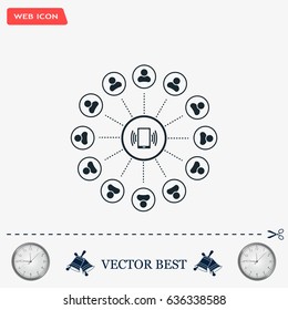 Global communication concept with flat icons. Vector illustration