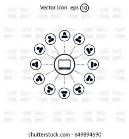 Global communication concept with flat icons. Vector illustration