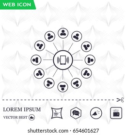 Global communication concept with flat icons. Vector illustration
