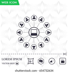 Global communication concept with flat icons. Vector illustration