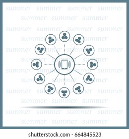 Global communication concept with flat icons. Vector illustration