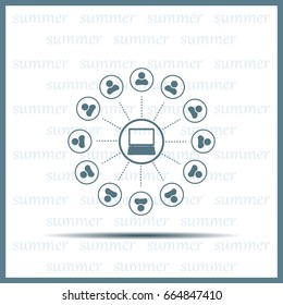 Global communication concept with flat icons. Vector illustration