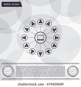 Global communication concept with flat icons. Vector illustration