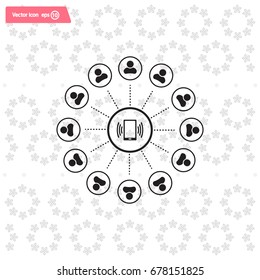 Global communication concept with flat icons. Vector illustration
