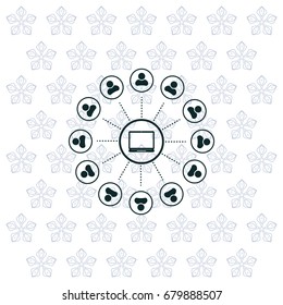 Global communication concept with flat icons. Vector illustration