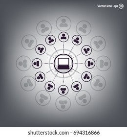 Global communication concept with flat icons. Vector illustration