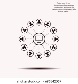 Global communication concept with flat icons. Vector illustration