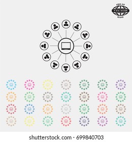 Global communication concept with flat icons. Vector illustration