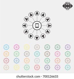 Global communication concept with flat icons. Vector illustration