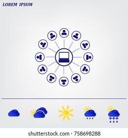 Global communication concept with flat icons. Vector illustration