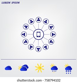 Global communication concept with flat icons. Vector illustration