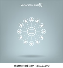 Global communication concept with people icons. Vector illustration