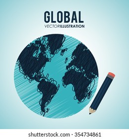 Global  communication concept with  planet design, vector illustration 10 eps graphic.