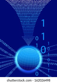 Global Communication Concept - Technology stream and globe with data arrow