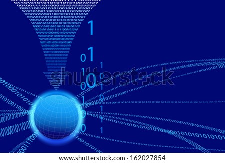 Global Communication Concept - Technology stream and globe with data arrow