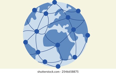Comunicación global conectada con la población mundial ilustración