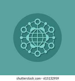 Global communication and connection. Abstract hexagonal globe element.