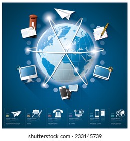 Global Communication And Connection Infographic With Round Circle Diagram Design Template