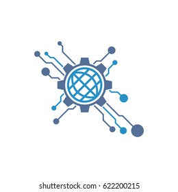 Global communication and connection sign. Electronics icon. Circuit element.