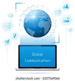 Global communication and connection technology concept background , vector , illustration 