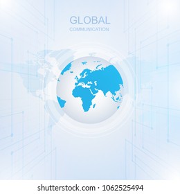 Global communication with Digital Technology around the world, Vector illustration